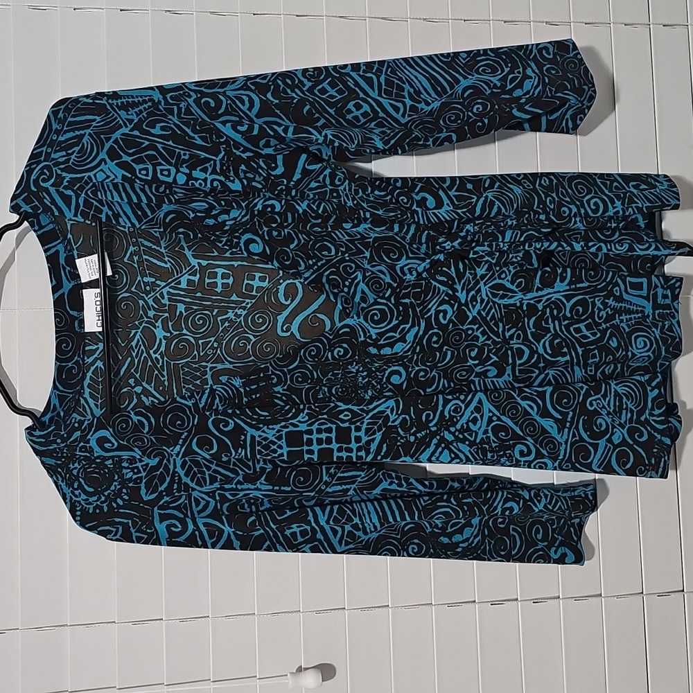 Chico's Turquoise and Black Wrap Dress Sz 2 Can Fit S/M 🦉